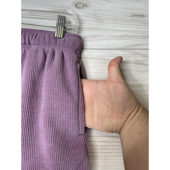 Negative Space Shorts Mens Medium Purple Ribbed Lounge Drawstring Pockets - Picture 2 of 10